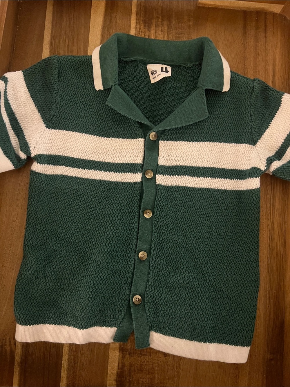 Cotton On Green and White Knit Polo Cardigan
